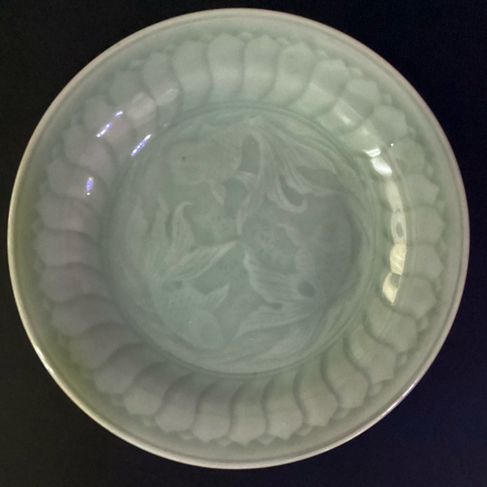Lillian Vernon Celadon Fish Koi Dessert Salad Plates Light Jade Green Set of 2 - Picture 6 of 6
